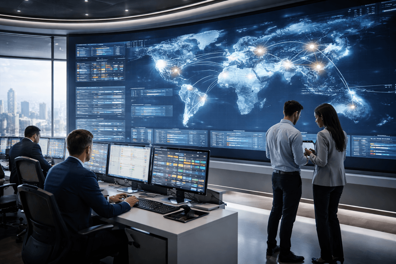 Supply chain control centre with unified visibility and orchestration dashboards