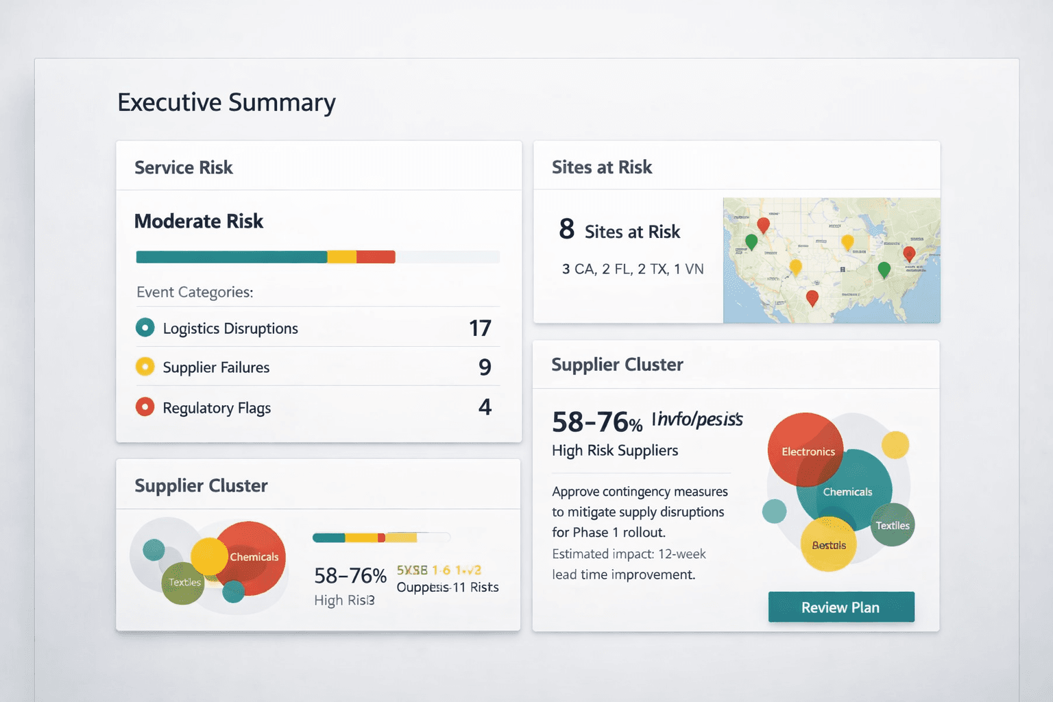 Executive summary view with governance and operational performance signals