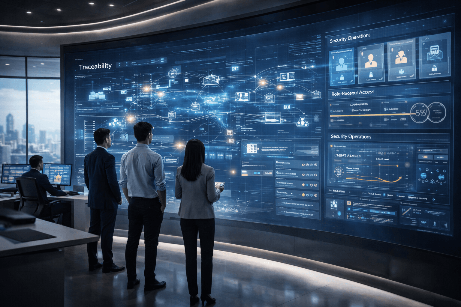 Futuristic security operations and monitoring wall